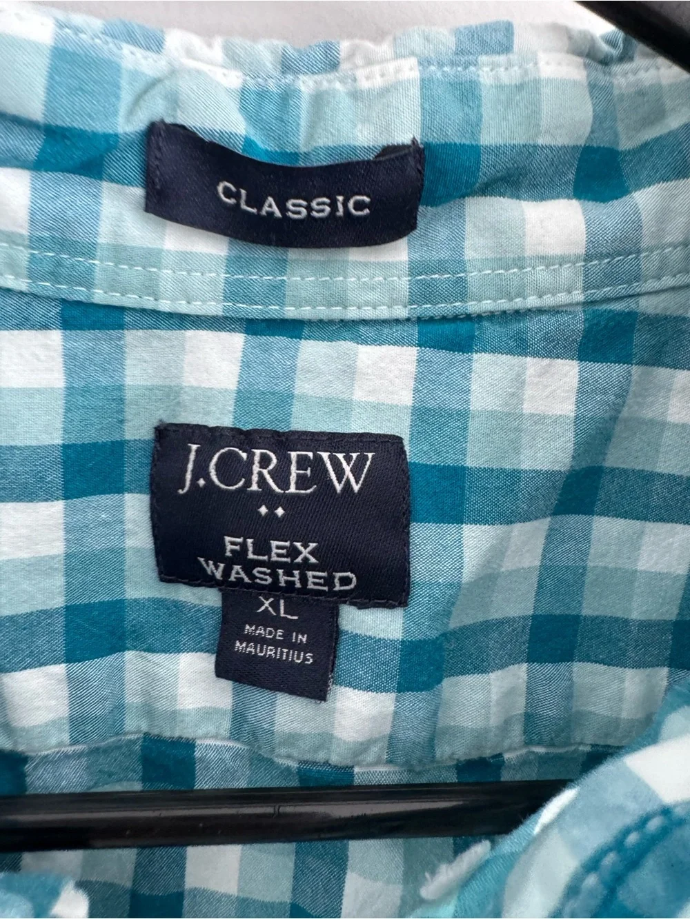 J. Crew Teal and White Plaid Button-Down Shirt - Men's